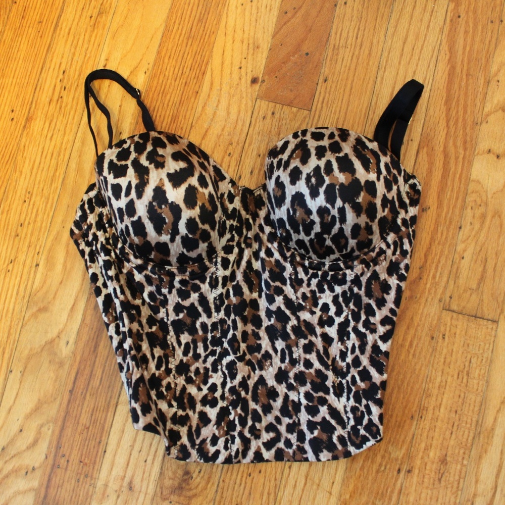 Victoria's Secret leopard long line bustier bra